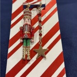 Betsey Johnson Nutcracker Mismatched Bling Christmas Holiday Dangle Earrings